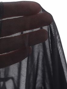 DAZY Semi-Sheer Mesh Panel Off Shoulder Long Sleeve Crop Top For Women, Suitable For Party And Back To School Summer Going Out Tops Women - Black - View 13