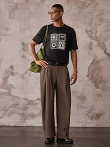 Vientiro 男士休閒熱帶刺繡短袖T恤，適合度假 - 黑色 - 查看 6