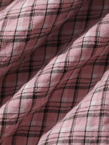 Dazy Plus Fashionable Plaid Loose Fit Lapel Casual Cute Pink Versatile Spring/Autumn Shirt - Watermelon Pink - View 9