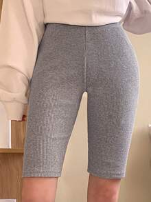 DAZY Women's Short Ribbed Leggings Fall Tights - Grey - View 7