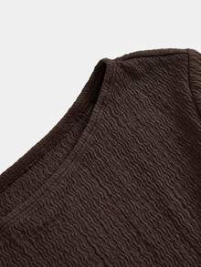 SHEIN Girlism Teen Girl Teen Girls Cold Shoulder Solid Color Elegant Versatile Casual Ruffle Hem Long Sleeve T-Shirt, Suitable For Daily Wear, Commuting And Back To School - Brown - View 5