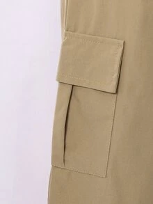 SHEIN 青少年女孩休閒百搭直筒工裝褲 - 卡其色 - 查看 6