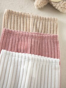 SHEIN 女童針織純色立領荷葉邊休閒T恤與長褲2件套 - 彩色 - 查看 6