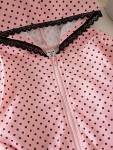 SHEIN 女童波點印花長袖拉鍊連帽運動衫，粉色，秋季冬季開學季 - 彩色 - 查看 5