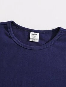 SHEIN 2 قطعة/مجموعة ملابس نوم ضيقة للأولاد المراهقين بياقة طاقم وأكمام طويلة وقمة وبنطال للارتداء المنزلي، خريف/شتاء - متعدد الألوان - مشاهدة 6