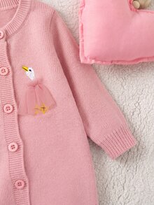 SHEIN Newborn Baby Sweater Onesies - Pink - View 8
