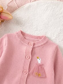 SHEIN Newborn Baby Sweater Onesies - Pink - View 3