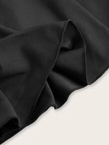 GalTyme Plus Size Women Black Pleated Mini Black Skort Autumn Date Night Sexy Fall - Black - View 5