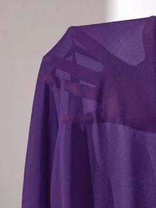 SHEIN CURVE+ 大尺碼基本款泳衣，純色透明網布面料 - 紫色 - 查看 9