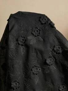 Freevana 大码夏季休闲花卉刺绣衬衫女式上衣，女士高档上衣，女士优雅上衣，女士休闲时尚上衣，女士上衣和衬衫，女士休闲优雅衬衫，女士最新款上衣，母亲节新品 - 黑色 - 查看 3