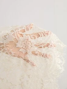 Freevana 大码女式蕾丝贝壳纽扣透视衬衫，宽松优雅休闲衬衫，适合户外、通勤、度假、春夏穿着 - 杏色 - 查看 18