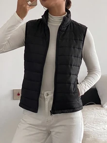 DAZY Women's Winter Casual Versatile Sleeveless Jacket Fall - Black - View 3
