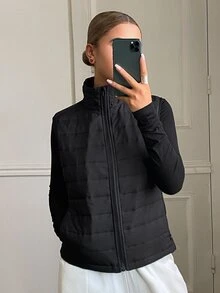 DAZY Women's Winter Casual Versatile Sleeveless Jacket Fall - Black - View 12