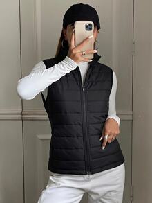 DAZY Women's Winter Casual Versatile Sleeveless Jacket Fall - Black - View 5