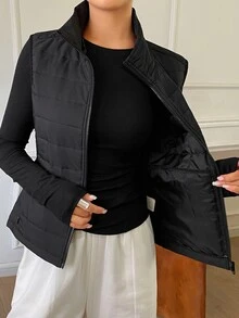 DAZY Women's Winter Casual Versatile Sleeveless Jacket Fall - Black - View 8