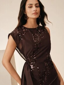 Anewsta Women's New Elegant Fashion Versatile High-End Evening Dress, Luxury Banquet Dress With Sophisticated Charm, Suitable For Multiple Occasions - Coffee Brown - View 6