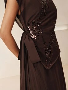Anewsta Women's New Elegant Fashion Versatile High-End Evening Dress, Luxury Banquet Dress With Sophisticated Charm, Suitable For Multiple Occasions - Coffee Brown - View 1