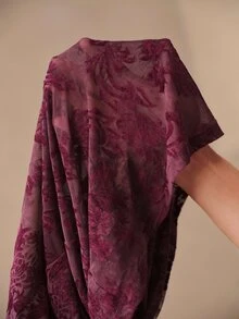 Anewsta Kaos Wanita Lengan Panjang Jala Bermotif Bunga Burgundy Musim Gugur, Cocok untuk Kencan, Pesta, Malam Hari, Perjalanan Sehari-hari, Gaya Vintage, Elegan, Minimalis, Seksi, dan Pas Badan. - Burgundy - View 7