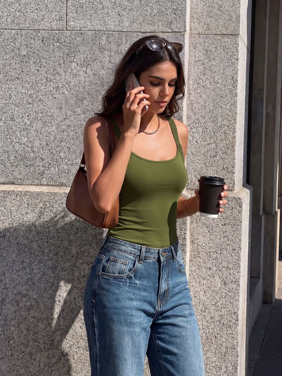 Anewsta Summer Tops, Elegant Commute Outfit, Hollow Crochet Patchwork, Adjustable Wide Strap, U-Neck Knit Camisole, Green Women's Tank Top, Suitable For Commute, Daily Wear And Outings