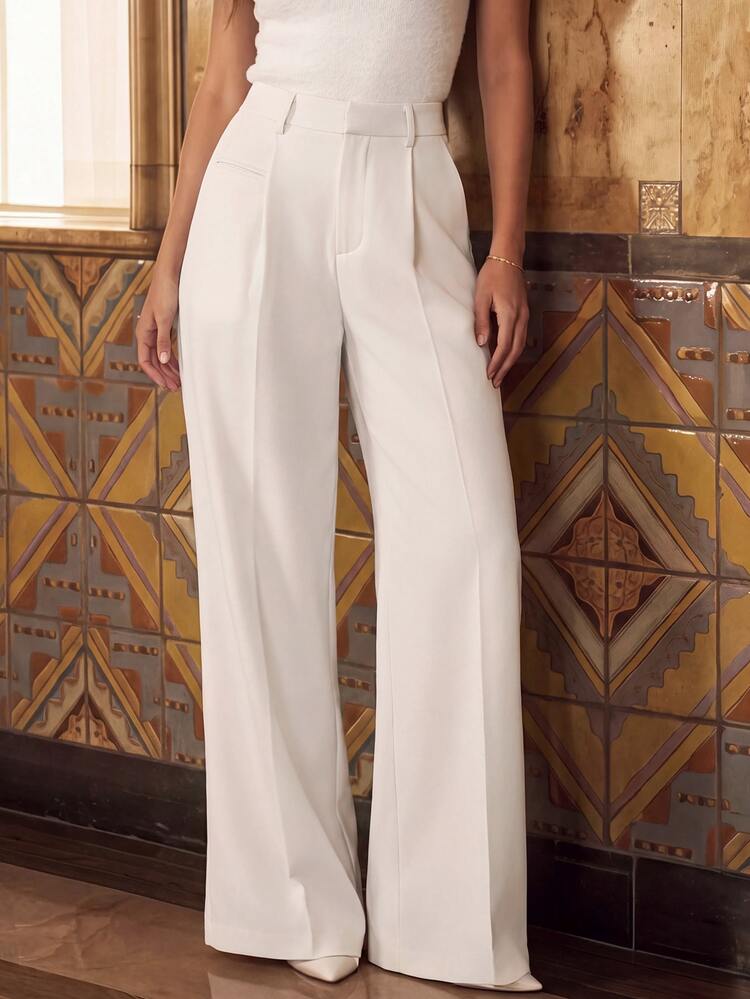 Anewsta Essential Black Loose Straight-Leg Suit Pants, Urban Chic For Commuting - Apricot - View 3
