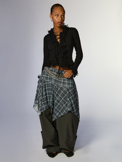 COUREZ Lattice Knitted Top / Y2K Herfst Tops Voor Vrouwen Concert Outfit Vrouwen Tops Uitgaan Tops Vrouwen Zwarte Top Schattige Tops Streetwear Kleding