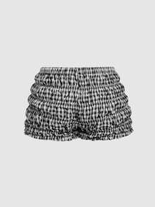SHEIN MOD 2pcs Set Cute Bow Pleated Ultra Short Mini Shorts, Devil Costume, Sexy Outfit, Set, Lantern Shorts, Women's Clothing - Multicolor - View 8