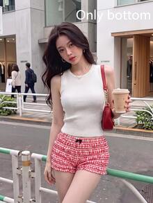 SHEIN MOD 2pcs Set Cute Bow Pleated Ultra Short Mini Shorts, Devil Costume, Sexy Outfit, Set, Lantern Shorts, Women's Clothing - Multicolor - View 11