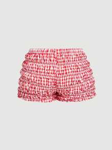 SHEIN MOD 2pcs Set Cute Bow Pleated Ultra Short Mini Shorts, Devil Costume, Sexy Outfit, Set, Lantern Shorts, Women's Clothing - Multicolor - View 7