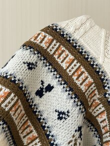 Autumina Set Celana Pendek Rajut Kabel Jacquard Fair Isle Kasual Musim Gugur/Dingin - MultiWarna - View 5