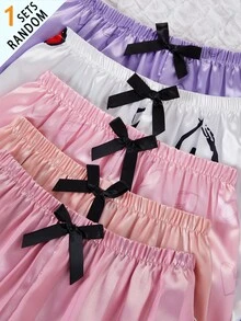 1 Random Set Out Of 5 Girls Pajama Sets: Purple Heart, Pink Heart, White Heart, Pink Jacquard Pocket Embroidered, Orange Jacquard Autumn/Winter - Multicolor - View 7