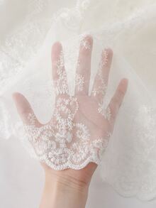 SHEIN Glamorique Kids 女嬰洋裝，白色刺繡網紗，荷葉袖，蕾絲，可愛，生日派對，婚禮，舞會，畢業典禮，夏季優雅 - 白色 - 查看 9