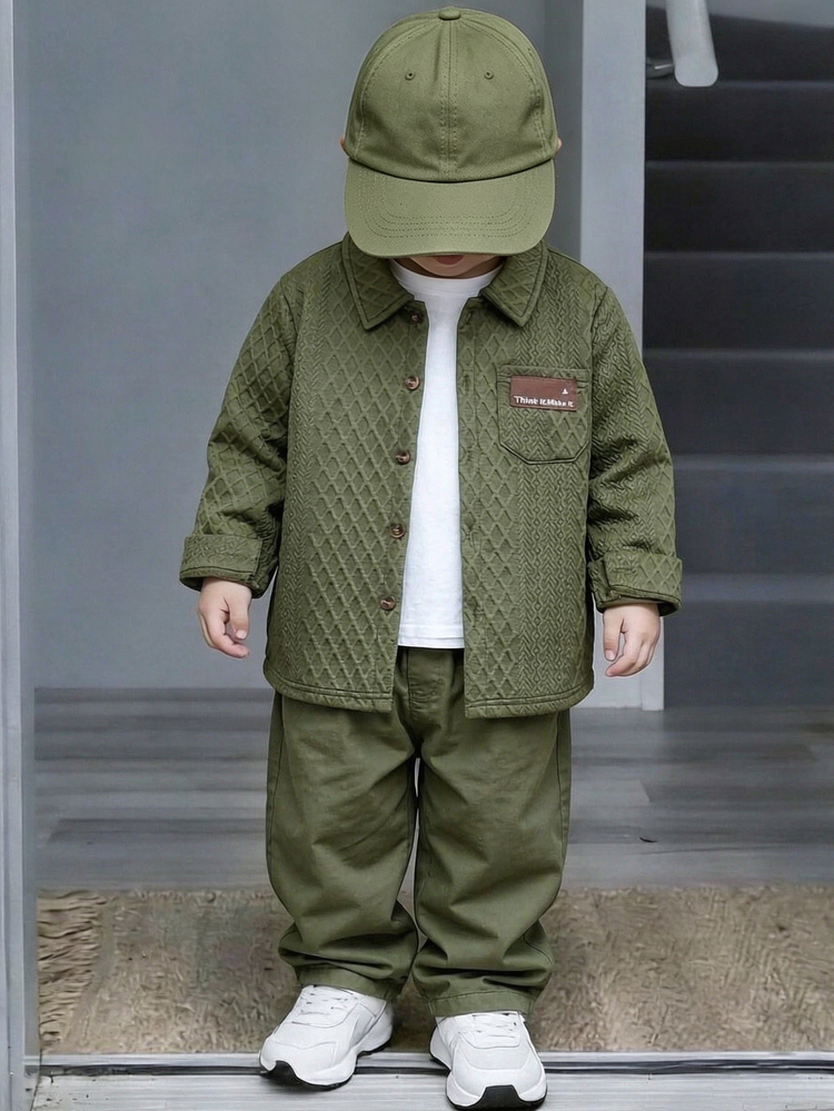 1 buah Jaket Rajut Jacquard Lengan Panjang Musim Gugur/Dingin untuk Anak Laki-laki, Kain Lembut dan Nyaman, Cocok untuk Pakaian Kasual Sehari-hari, Cocok untuk Pakaian Sehari-hari Anak Laki-laki - Hijau - View 5
