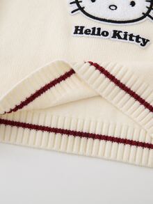HELLO KITTY AND FRIENDS | SHEIN GraphicGems 女童 2 件套針織套裝，圓領毛衣與裙子，毛巾刺繡套頭針織上衣配紅色裙子，柔軟舒適，簡約可愛優雅風，長袖，適合旅行與外出，秋冬款 - 彩色 - 查看 11