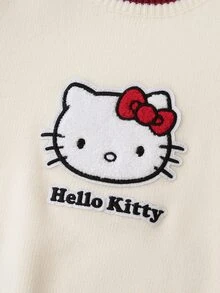 HELLO KITTY AND FRIENDS | SHEIN GraphicGems 女童 2 件套針織套裝，圓領毛衣與裙子，毛巾刺繡套頭針織上衣配紅色裙子，柔軟舒適，簡約可愛優雅風，長袖，適合旅行與外出，秋冬款 - 彩色 - 查看 8