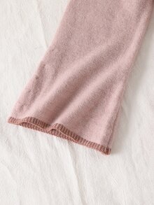 SHEIN Girls' Fashion Purple Elegant Embroidered Knit Sweater Set, Pullover Knit Crew Neck Sweater + Pants 2-Piece Set Suitable For Autumn/Winter, Back To School, Casual, Outings, Parties, Shopping - Dusty Pink - View 7