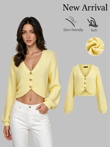 Sweetra Cardigan Wanita Warna Polos Kasual Serbaguna untuk Aktivitas Sehari-hari - MultiWarna - View 6