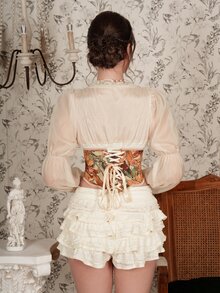 Myrelith 1pc Short Vintage Oil Painting Jacquard Fishbone Waist Belt - Multicolor - View 2