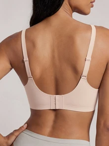 Barelissa Women Mesh Panel Jelly Glue Support Bra Wireless Deep V-Neck Non-Removable Cups Back Smoothing Bralette For Daily Wear - Apricot - View 3