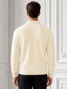 Core Aspect Suéter de manga larga de unicolor casual y versátil para uso diario para hombres - Albaricoque - Ver 2