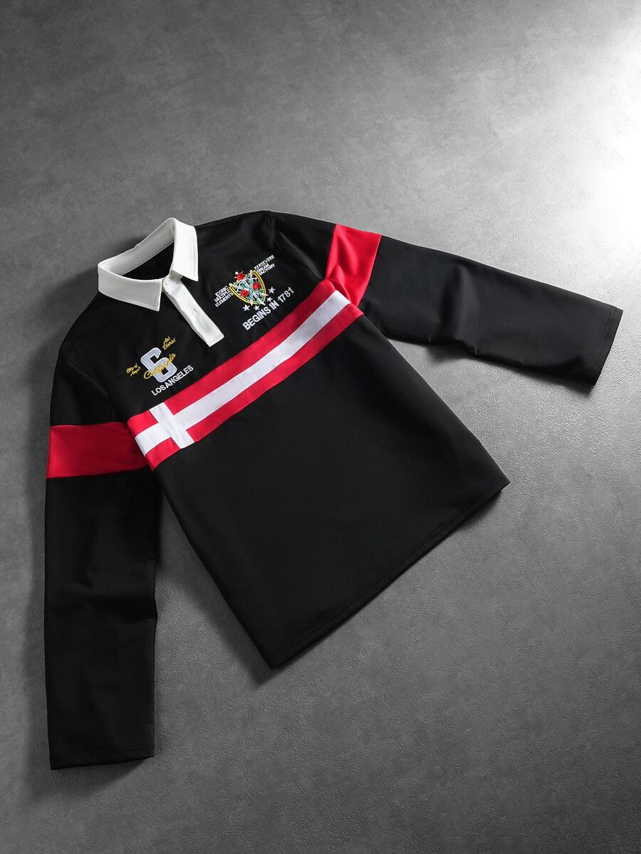 Manfinity Roghcode Men Plus Size Polo Shirts - Black - View 1