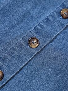 Balvessa Women's Front Button Ruffle Hem Denim Dress - Blue - View 4