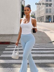 Gameset SHEIN Sport High Waist Flared Slim Fit Athletic Leggings - Blue - Blue - View 3
