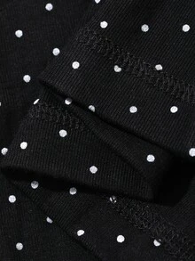 Dazy Plus Black Polka Dot Outdoor Raglan Sleeve Slim Fit Waist Cinched Sports Jacket Spring/Autumn New - Black - View 5