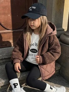 DAZY Young Girls Winter Casual Versatile Hooded Jacket Fall - Brown - View 6