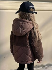 DAZY Young Girls Winter Casual Versatile Hooded Jacket Fall - Brown - View 5
