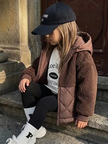 DAZY Young Girls Winter Casual Versatile Hooded Jacket Fall - Brown - View 3