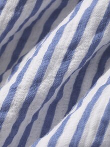 Dazy Plus Striped Loose Tie Long Sleeve Home Wear Long Blue Spring Autumn Robe - Blue and White - View 8