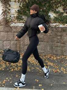 DAZY Women's Korean Style Long Sleeve Padded Coat Fall Jacket - Black - View 4