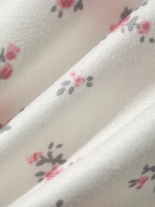 DAZY 2件組甜美碎花寬鬆短袖T恤與寬鬆直筒長款睡褲套裝，夏季女款睡衣 - 米色 - 查看 7