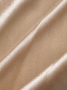 Dazy Plus Solid Color Fitted Short Sleeve Round Neck Tie Elegant Formal Summer Top Early Autumn New Shirt - Apricot - View 3